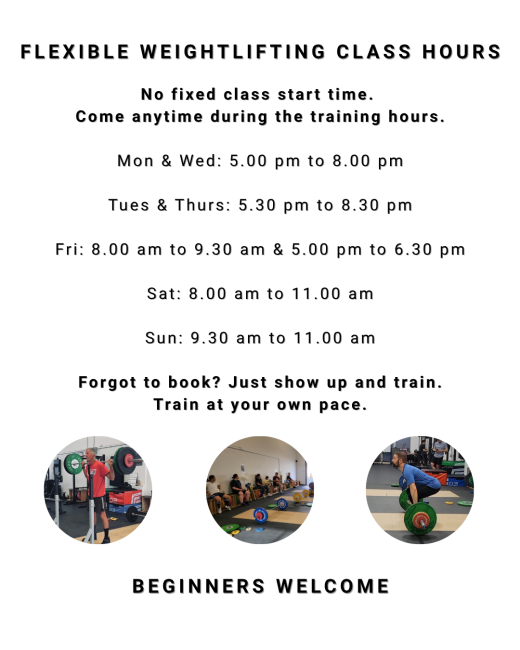 Adult Weightlifting Class Schedule